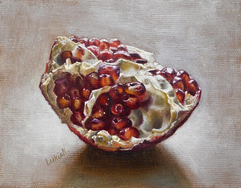 Poster and prints Hyperrealism Pomegranate from original oil painting by Lukian