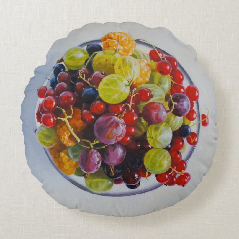 Pillow with summer berries from original oil painting by Lukian
