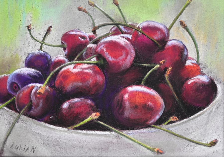 Soft pastel painting Cherries
